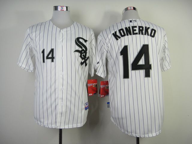 Men Chicago White Sox #14 Konerko White black MLB Jerseys->chicago white sox->MLB Jersey